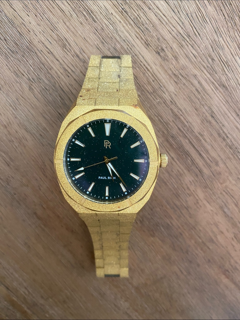 Gold-Tone Men's Watch with Black Dial